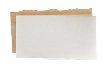 Obraz premium Torn pieces of white and brown paper with a rough texture on a transparent background. background removed