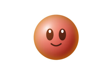 A 3D rendered, smiling emoticon with dark eyes, on a transparent background. background removed