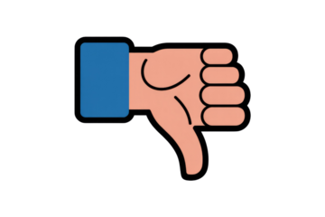 Cartoon thumbs down hand gesture,  simple,  flat design,  negative feedback. background removed