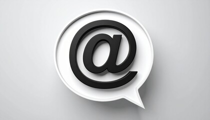 3D @ email symbol icon in a speech bubble