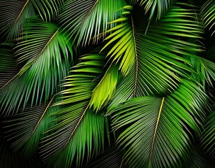 Obraz premium Lush palm fronds in vibrant greens
