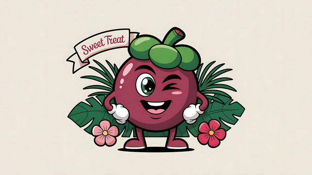 A surprised and shocked cartoon mangosteen