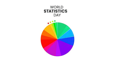 World Statistics Day colorful pie chart illustration isolated on transparent background