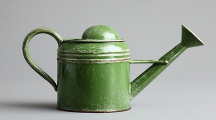 Green watering can minimal isolated background garden decorative element