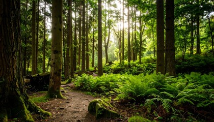 Obraz premium Sunlit Forest Path (2)