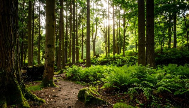 Sunlit Forest Path (2) - Powered by Adobe