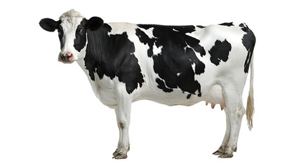 A black and white cow isolated on transparent background