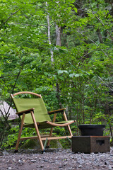 アウトドアチェアと七輪