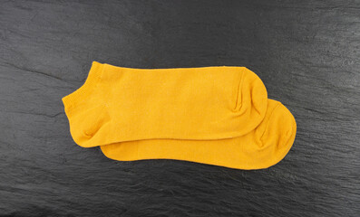 New Yellow Socks, Cotton Sportswear, Folded Classic Unisex Cotton Socks, Bright Orange Casual Hosiery