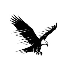 Obraz premium Striking Black and White Eagle Vector Illustration with Dynamic Wing Effect