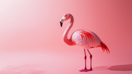 Fototapeta premium Pink flamingo minimal background modern lifestyle artistic creative composition