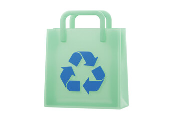 Isolated shopping bag with recycle symbol, eco-friendly grocery carrier, reusable bag