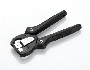 Obraz premium Black plastic-handled cable cutter with metallic cutting blades, ergonomically designed for comfortable grip and precise cuts