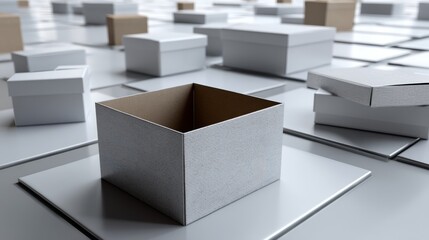 Open cardboard box minimal styled packaging lifestyle advertising product composition