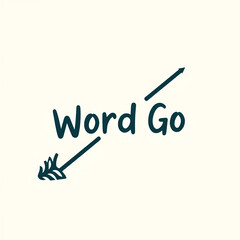 Word Go with arrow. Vector lettering on white background