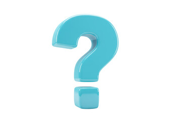 Isolated Vivid blue question mark floating in the air with smooth glossy texture, quiz concept