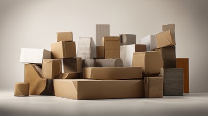 Obraz premium Boxes pile styled packaging lifestyle advertising product composition photography storage commerce