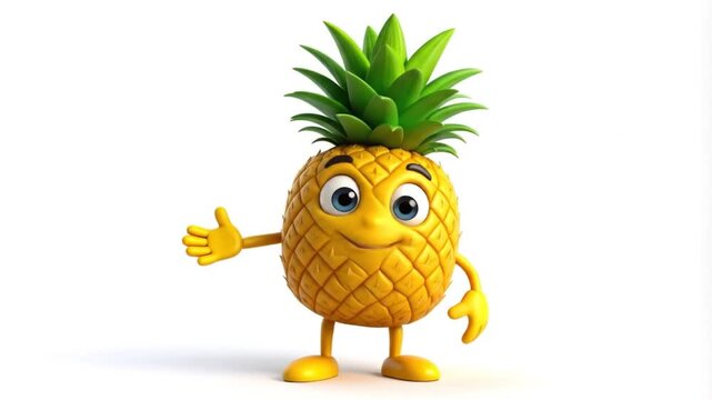 Cartoon pineapple character with a smile