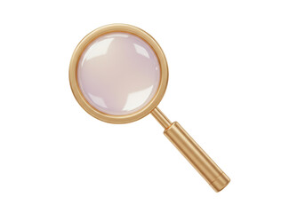 Isolated Magnifying Glass for Investigation, Research, or Review, a Golden Stylish Design Object