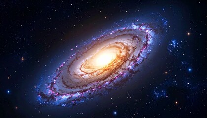 Fototapeta premium Spiral galaxy in deep space with galactic arms bending around