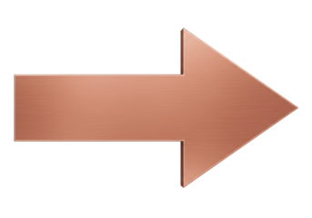 Isolated rightward pointer in realistic metallic finish points toward direction, move ahead