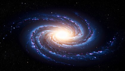 Obraz premium Spiral galaxy in deep space with galactic arms bending around