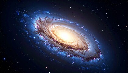 Fototapeta premium Spiral galaxy in deep space with galactic arms bending around