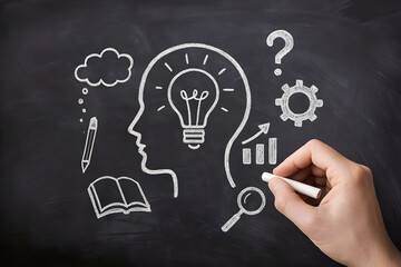 Professional businessman showcasing digital business icons and team collaboration concept with glowing interface elements