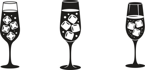 Champagne Glass Vector – Celebration Drink Silhouette Illustration Isolate on White Background 