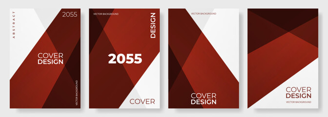 Red and white abstract modern posters or vertical background vector set. Business elegant cover design for flyer, poster, brochure, book, background, banner, annual report presentation, social media.