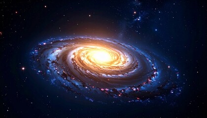 Fototapeta premium Spiral galaxy in deep space with galactic arms bending around