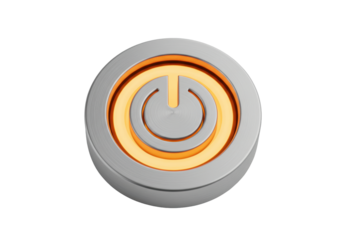 Isolated Power On Button with Glowing Orange Ring for Device Start Up and Activation