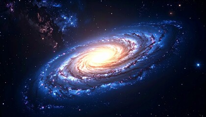 Fototapeta premium Spiral galaxy in deep space with galactic arms bending around