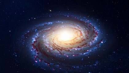 Spiral galaxy in deep space with galactic arms bending around