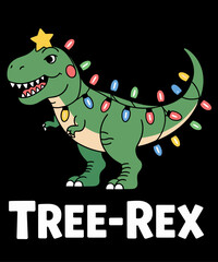 Retro Funny Tree Rex Dinosaur Christmas
