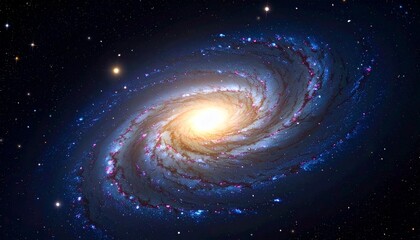 Fototapeta premium Spiral galaxy in deep space with galactic arms bending around