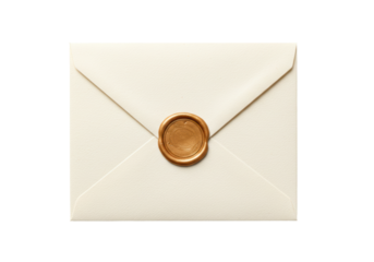 Isolated correspondence invitation note in envelope with a wax seal for important information