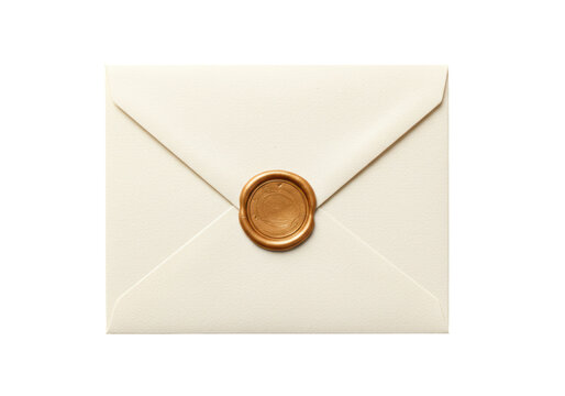 Isolated correspondence invitation note in envelope with a wax seal for important information