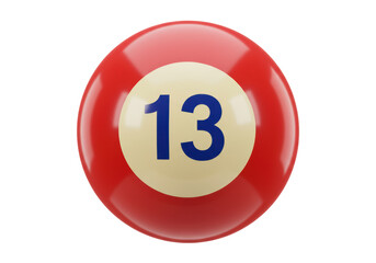Isolated 13 ball from billiards pool game, popular sport and leisure activity object