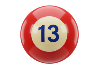 Isolated 13 ball from billiards pool game, popular sport and leisure activity object