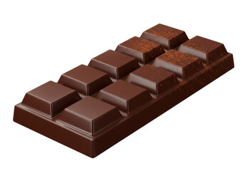 Isolated decadent chocolate bar snack ready to eat in a delicious and tasty dessert item