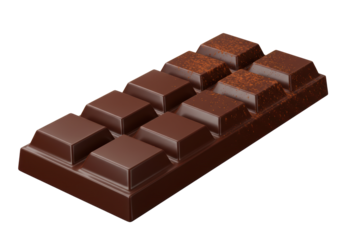 Isolated decadent chocolate bar snack ready to eat in a delicious and tasty dessert item