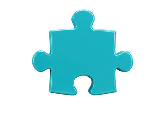 Isolated Teal Blue Puzzle Piece Symbol on Bright Background Ready to Fit In Place