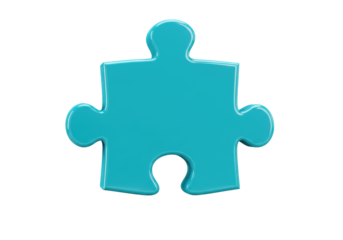 Isolated Teal Blue Puzzle Piece Symbol on Bright Background Ready to Fit In Place