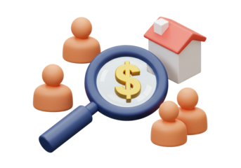 Isolated real estate market analysis, buyer research and home investment opportunity concept