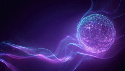 Abstract swirling energy sphere, vibrant purple and blue hues, futuristic design.