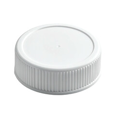 White plastic bottle cap with ribbed texture