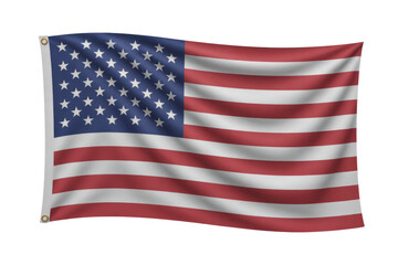 Fototapeta premium A waving American flag, stars and stripes, on a transparent background. background removed