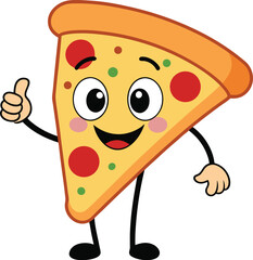 Happy Pizza Slice Cartoon Character Giving a Thumbs Up Gesture