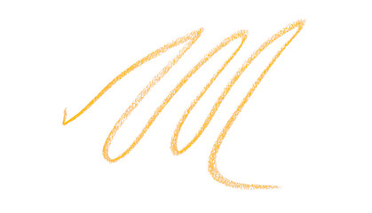 Hand drawn yellow pencil lines, circles, stripes and squiggly lines on a transparent background.